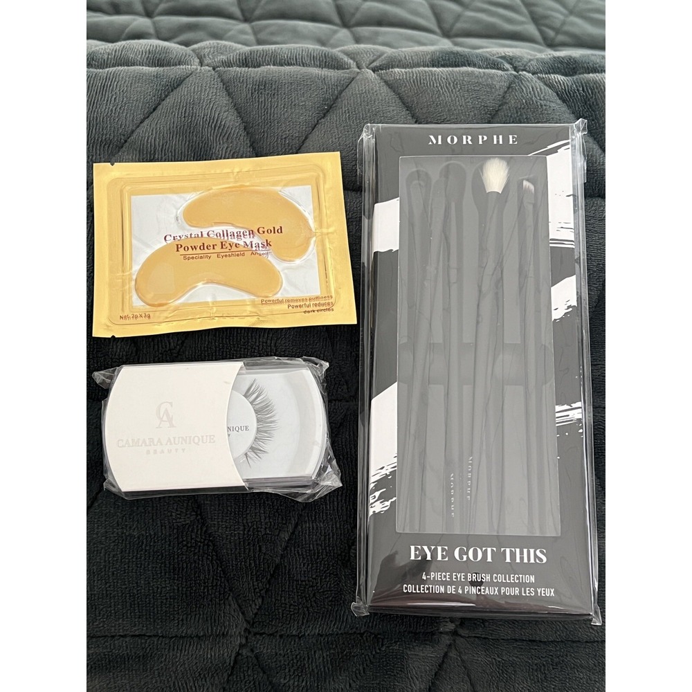 NEW ~ CAMARA Aunique Lashes Morphe Brushes Crystal CollagenEye Mask ~ LOT of‎ 3